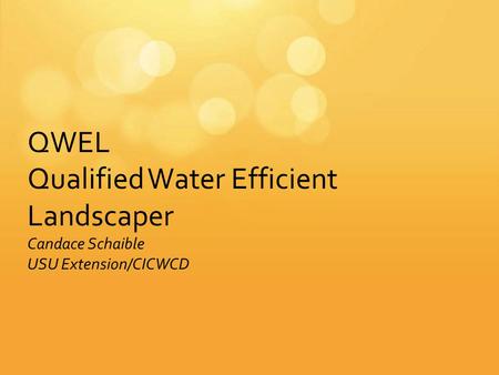 QWEL Qualified Water Efficient Landscaper Candace Schaible USU Extension/CICWCD.