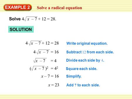 Solve a radical equation