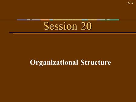 11-1 Session 20 Organizational Structure. 11-2 Learning Objectives 1.Identify five traditional organizational structures and the pros and cons of each.