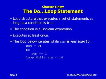 Chapter 5 new The Do…Loop Statement