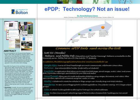 EPDP: Technology? Not an issue! Dr. Maria Rodriguez-Yborra Dr. Maria Rodriguez-Yborra Reader in Technology Enhanced Learning – Faculty of Arts and Media.
