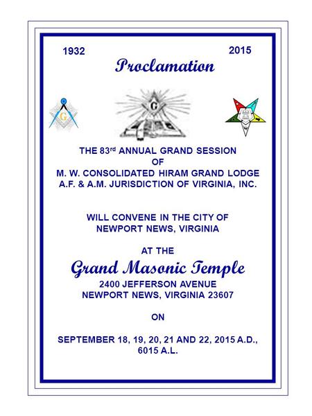 Proclamation Grand Masonic Temple
