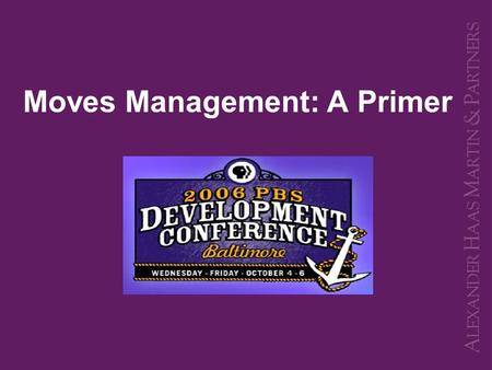 Moves Management: A Primer. What is Moves Management? “If you don’t know where you are going, any road will take you there...” Moves Management- A system,