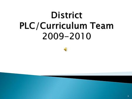 1 District PLC/Curriculum Team 2009-2010  To provide a liaison between the PLC teams and the Admin SIPPLC team  Revise and align K-12 curriculum to.