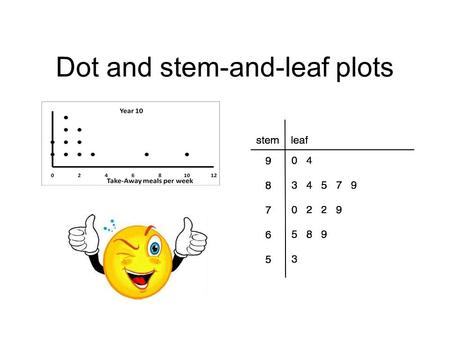 Dot and stem-and-leaf plots. Stem-and-leaf plots A stem-and-leaf plot is a graph that shows the shape of the data according to the data place. How do.