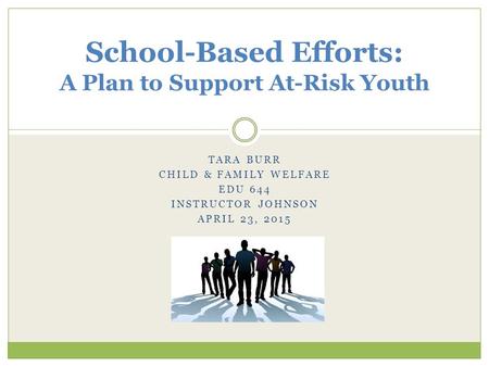 TARA BURR CHILD & FAMILY WELFARE EDU 644 INSTRUCTOR JOHNSON APRIL 23, 2015 School-Based Efforts: A Plan to Support At-Risk Youth.