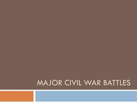 MAJOR CIVIL WAR BATTLES. Fort Sumter  April 12, 1861  Civil War Begins  PGT. Beauregard (C) fired at Anderson (U)  Confederates set up headquarter.