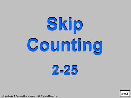 Skip Counting Skip Counting