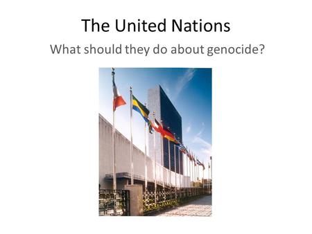 The United Nations What should they do about genocide?