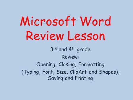 Microsoft Word Review Lesson