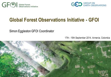 Global Forest Observations Initiative - GFOI Simon Eggleston GFOI Coordinator 17th - 19th September 2014, Armenia, Colombia.