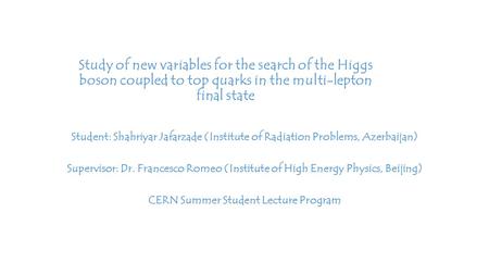 CERN Summer Student Lecture Program