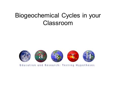 Biogeochemical Cycles in your Classroom. Summary Students will discover and discuss the component pieces of the biogeochemical cycle. Key Concepts Matter.