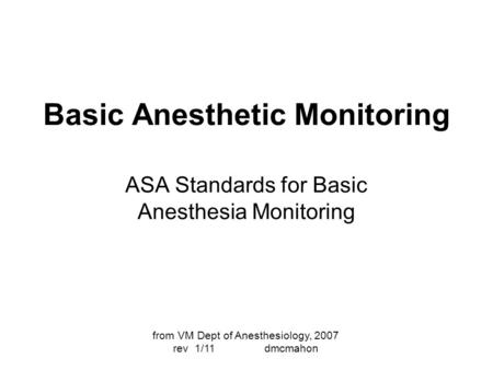Basic Anesthetic Monitoring