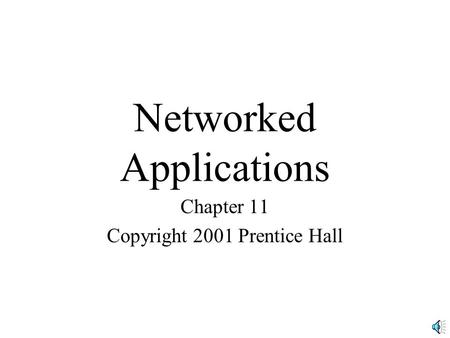Networked Applications Chapter 11 Copyright 2001 Prentice Hall.