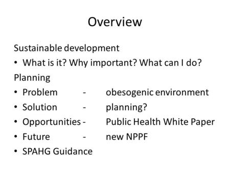 Overview Sustainable development