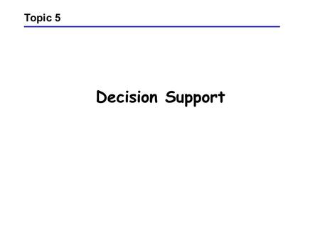 Topic 5 Decision Support.