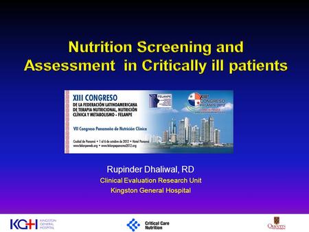 Nutrition Screening and Assessment in Critically ill patients