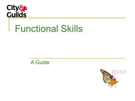 Functional Skills A Guide. “Functional Skills is a central piece of the jigsaw” QCA (qualifications curriculum agency) FS A Levels Diploma GCSEs KS3 KS4.