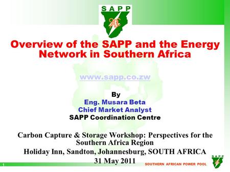 Overview of the SAPP and the Energy Network in Southern Africa