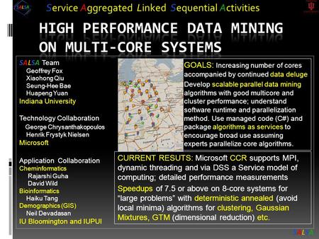 Service Aggregated Linked Sequential Activities GOALS: Increasing number of cores accompanied by continued data deluge Develop scalable parallel data mining.