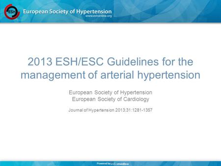 2013 ESH/ESC Guidelines for the management of arterial hypertension