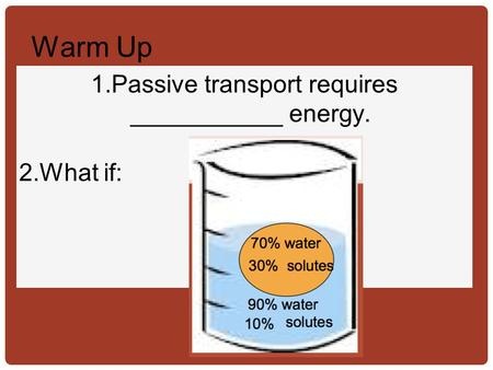 Passive transport requires ___________ energy. What if: