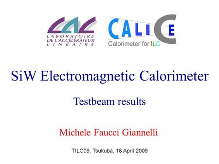 Michele Faucci Giannelli TILC09, Tsukuba, 18 April 2009 SiW Electromagnetic Calorimeter Testbeam results.