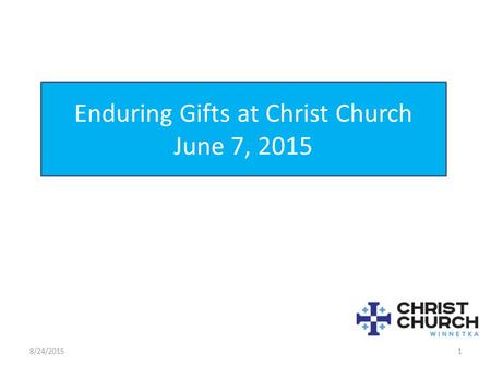 Enduring Gifts at Christ Church June 7, 2015 8/24/20151.
