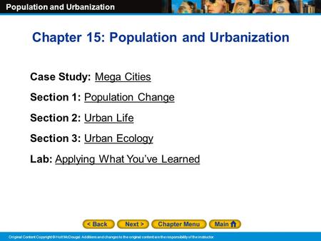 Chapter 15: Population and Urbanization