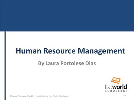 © Laura Portolese Dias 2011, published by Flat World Knowledge Human Resource Management By Laura Portolese Dias 3-1.