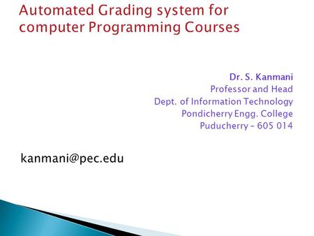 Automated Grading system for computer Programming Courses