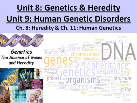 Unit 8: Genetics & Heredity Unit 9: Human Genetic Disorders Ch