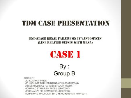 CASE 1 TDM Case Presentation By : Group B