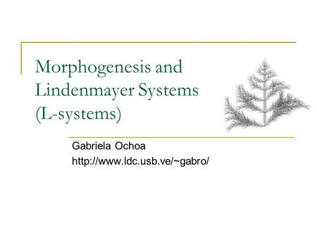 Morphogenesis and Lindenmayer Systems (L-systems) Gabriela Ochoa