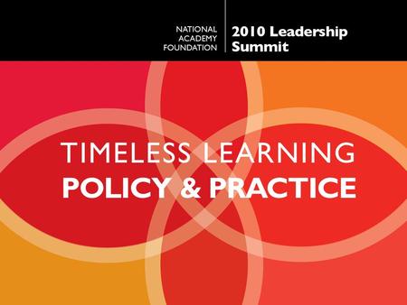 TIMELESS LEARNING POLICY & PRACTICE. JD HOYE President National Academy Foundation.