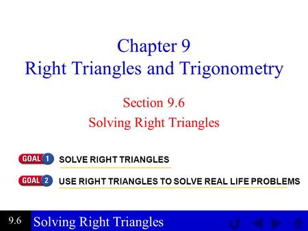 Chapter 9 Right Triangles and Trigonometry