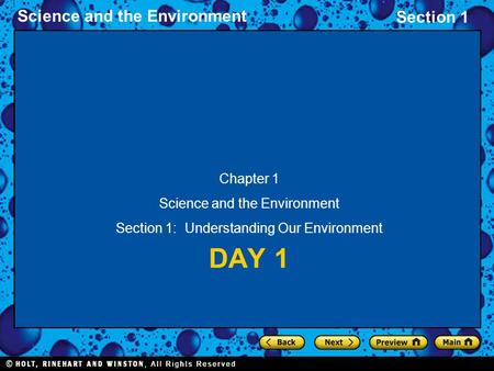 Day 1 Chapter 1 Science and the Environment