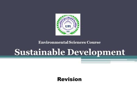 Environmental Sciences Course Sustainable Development Revision