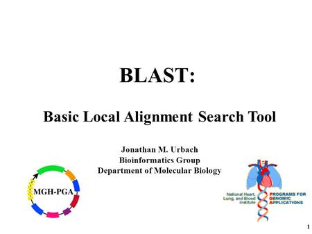 1 BLAST: Basic Local Alignment Search Tool Jonathan M. Urbach Bioinformatics Group Department of Molecular Biology.