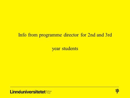 Info from programme director for 2nd and 3rd year students.