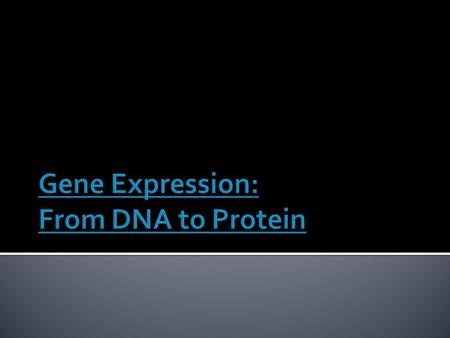  Watson & Crick  Beedle & Tatum  Processes:  Transcription (DNA to mRNA)  Translation (mRNA to protein)  Importance of location  Eukaryotes 