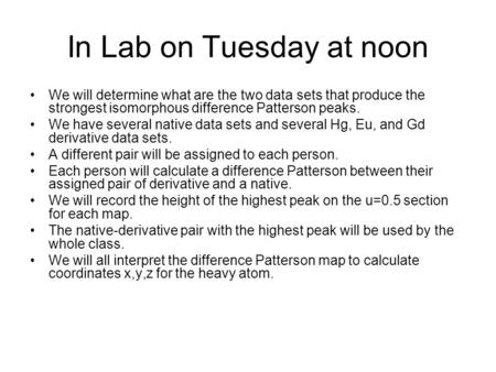 In Lab on Tuesday at noon