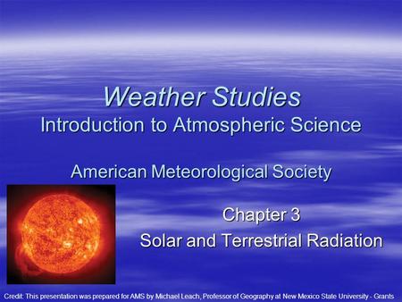 Chapter 3 Solar and Terrestrial Radiation