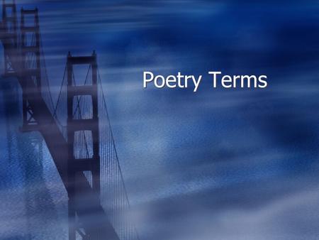 Poetry Terms.