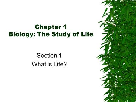 Chapter 1 Biology: The Study of Life Section 1 What is Life?