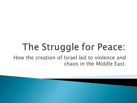 How the creation of Israel led to violence and chaos in the Middle East.