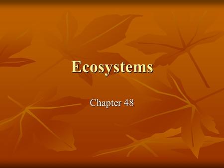 Ecosystems Chapter 48.
