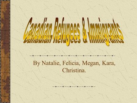 By Natalie, Felicia, Megan, Kara, Christina.. A refugee is a person from another country that has fled from their homelands because of a natural disaster,