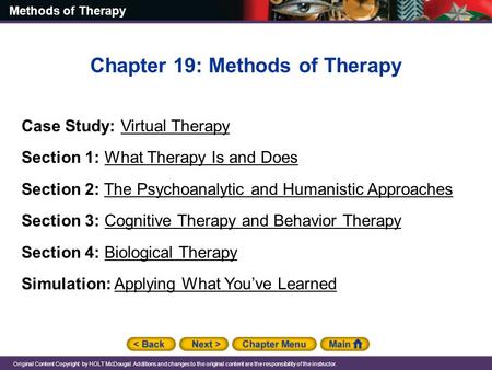 Chapter 19: Methods of Therapy